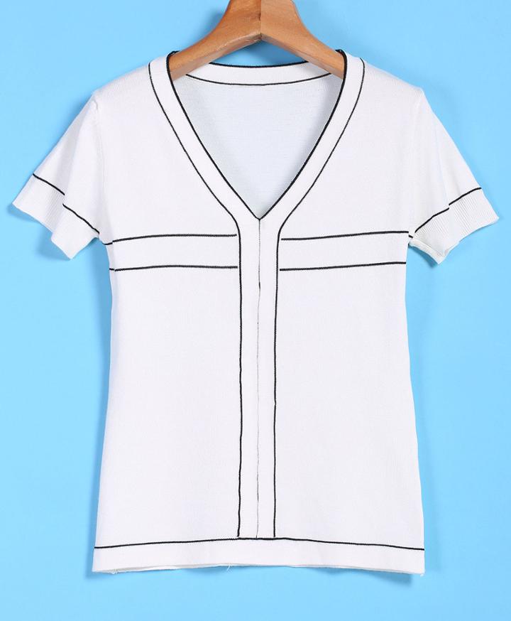 Romwe V Neck Knit Slim Sweater