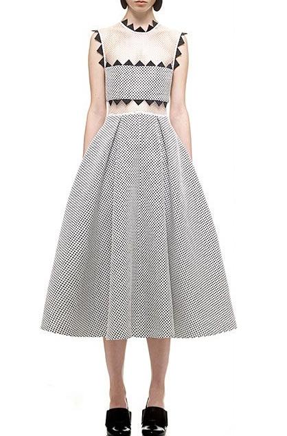 Romwe Scalloped Collar Mesh Flare Dress