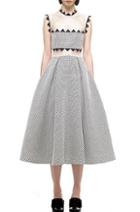 Romwe Scalloped Collar Mesh Flare Dress