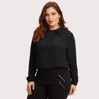 Romwe Plus Tie Neck Chiffon Top
