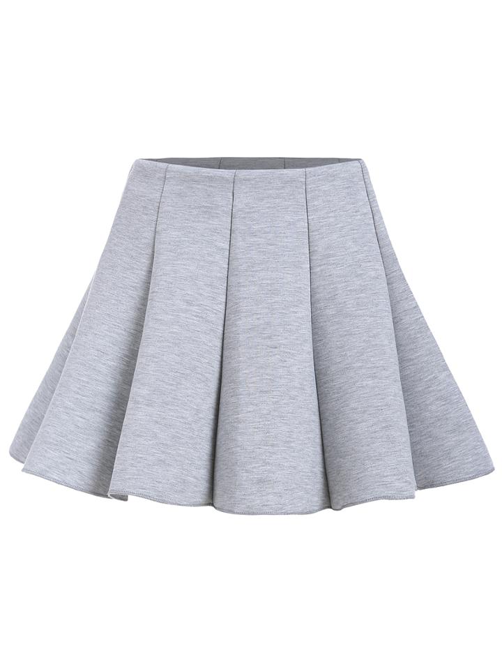 Romwe Zipper Flare Grey Skirt