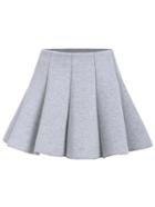 Romwe Zipper Flare Grey Skirt
