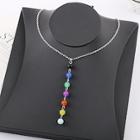 Romwe Color Block Beaded Pendant Chain Necklace