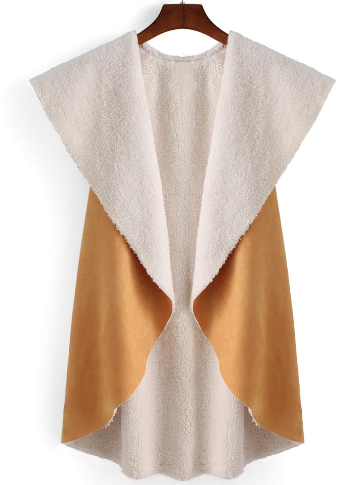 Romwe Lapel Long Yellow Vest