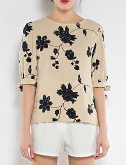 Romwe With Bow Flower Print T-shirt