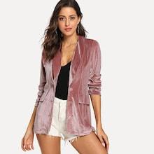 Romwe Shawl Collar Velvet Blazer