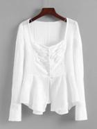 Romwe Ruched Front Asymmetrical Blouse