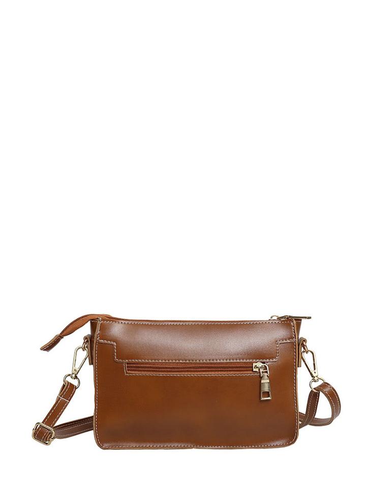 Romwe Pu Zipper Crossbody Bag With Adjustable Strap