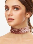 Romwe Light Purple Velvet Tie Back Choker Necklace