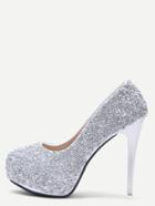 Romwe Grey Colored Sequin Inlaid Stiletto Pumps