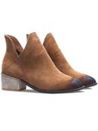 Romwe Brown V Cut Brush Pointed Toe Boots