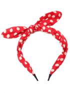 Romwe Red Polka Dot Rabbit Ear Design Bow Headband