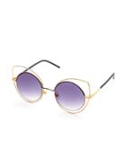 Romwe Double Frame Purple Lens Cat Eye Sunglasses