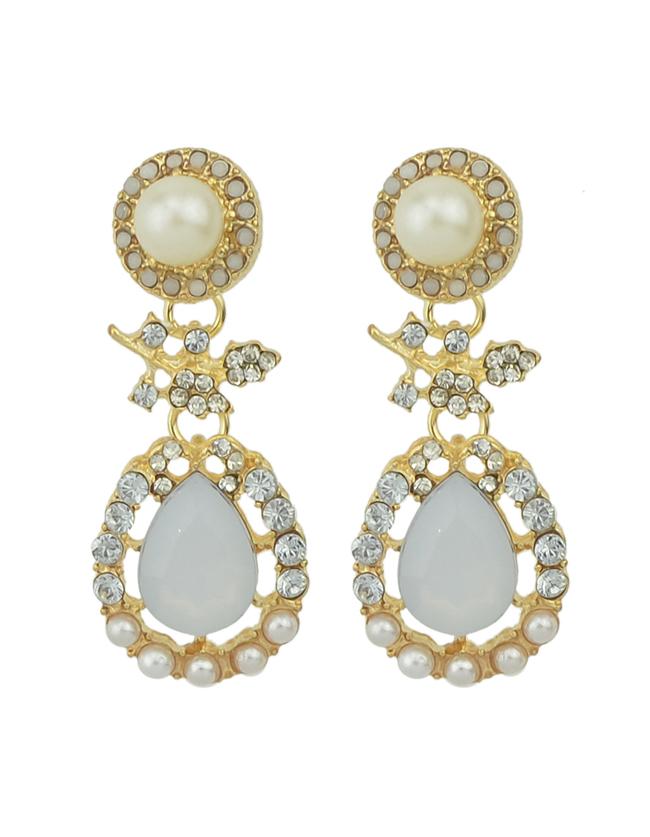 Romwe Large Rhinestone Women Drop Earrings