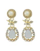 Romwe Large Rhinestone Women Drop Earrings