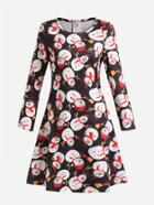 Romwe Snow Man Print Dress