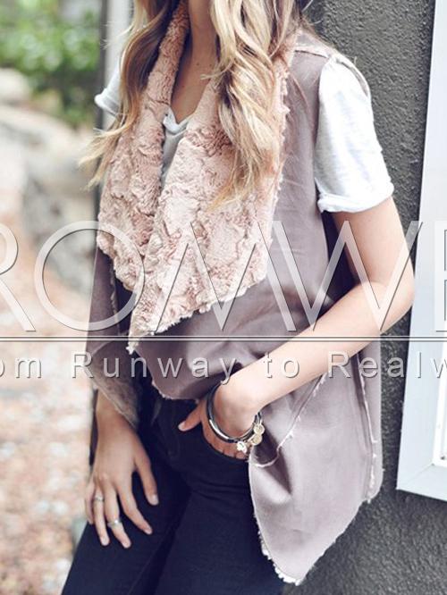 Romwe Purple Sleeveless Lapel Asymmetric Coat