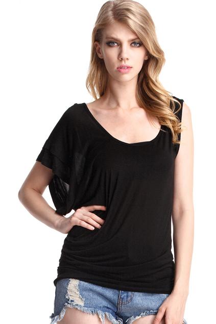 Asymmetric Black T-shirt