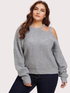 Romwe Asymmetrical Cutout Shoulder Jumper