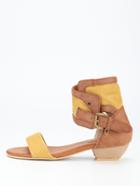 Romwe Strppy Buckled Ankle Cuff Sandals - Yellow