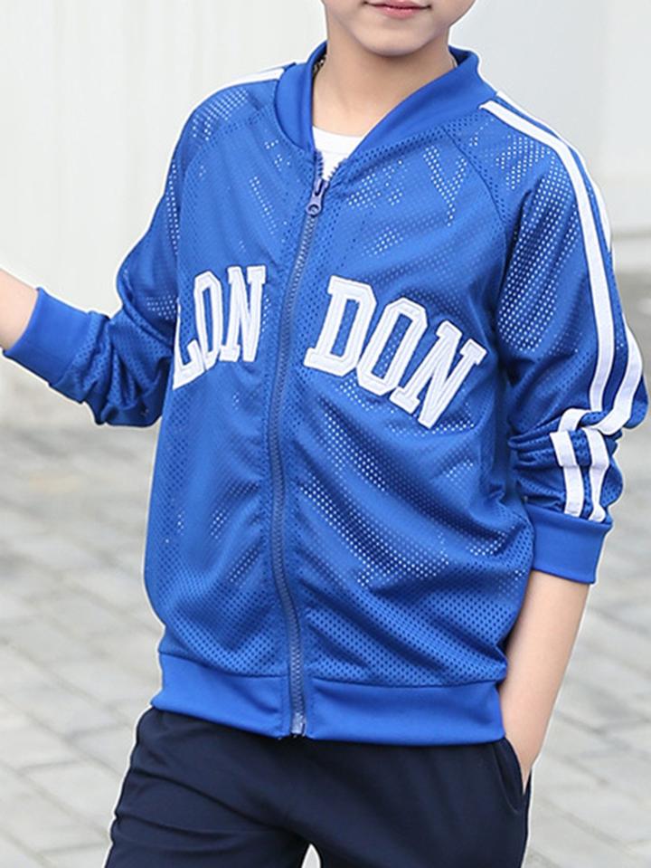 Romwe Letter Print Tape Detail Jacket