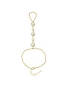 Romwe Alloy Gold Plated Imitation Pearl Women Bracelet With Ring