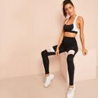 Romwe High Rise Color Block Leggings