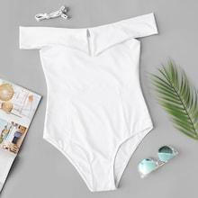 Romwe Off The Shoulder One Piece Swimwear
