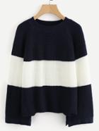 Romwe Wide Striped Knit Sweater