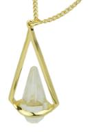 Romwe White Gemstone Triangle Gold Necklace