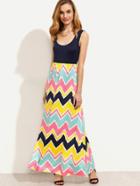 Romwe Multicolor Chevron Print Tank Dress