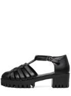 Romwe Caged T-strap Pointed Toe Sandals - Black
