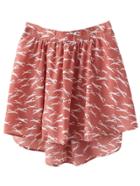 Romwe Pink Elastic Waist Irregular Hem Dogs Print Skirt