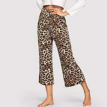 Romwe Leopard Print Elastic Waist Sleep Pants