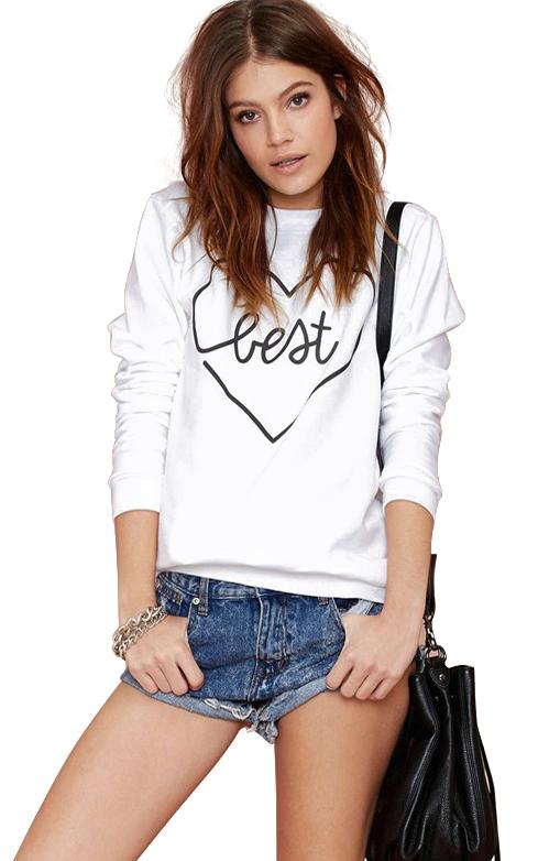 Romwe Letters Heart Print Sweatshirt
