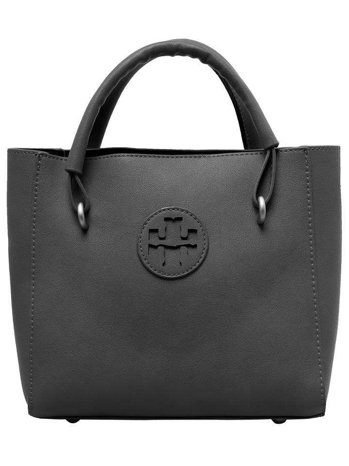 Romwe Grey Pu Two Pieces Tote Bag