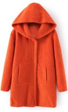 Romwe Hooded Long Sleeve Woolen Coat