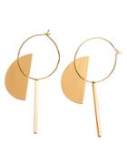 Romwe Gold Semicircle Bar Geometric Drop Earrings