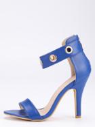 Romwe Strappy Metal Eyelet Ankle Cuff Sandals - Navy