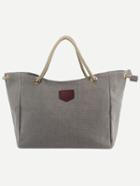Romwe Rope Handle Canvas Tote Bag - Grey