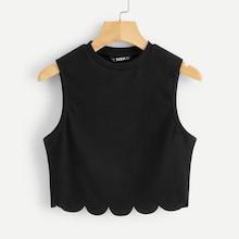 Romwe Scallop Edge Rib Knit Tank Top