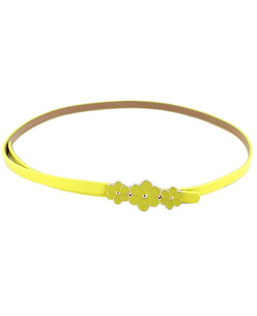 Romwe Yellow Glaze Flowers Embellished Belt