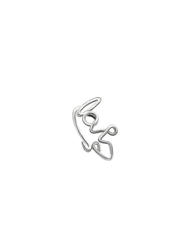 Romwe Silver Love Letter Ring