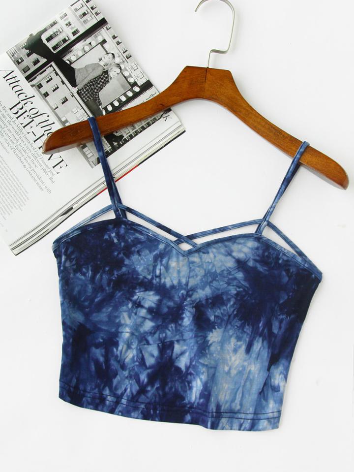 Romwe Strappy Tie Dye Cami Top