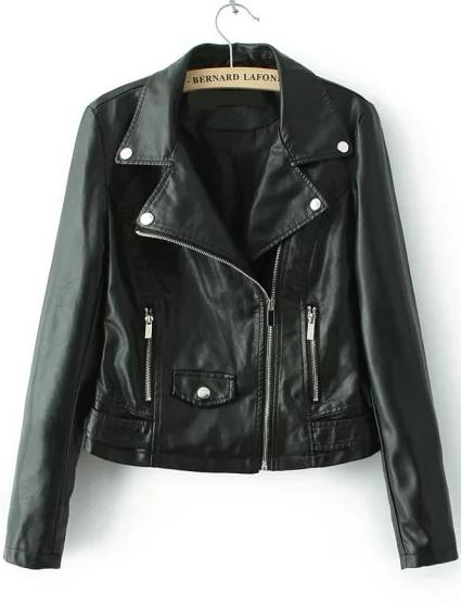 Romwe Lapel With Zipper Crop Jacket