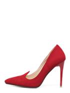 Romwe Red Faux Suede Pointed Toe Pumps