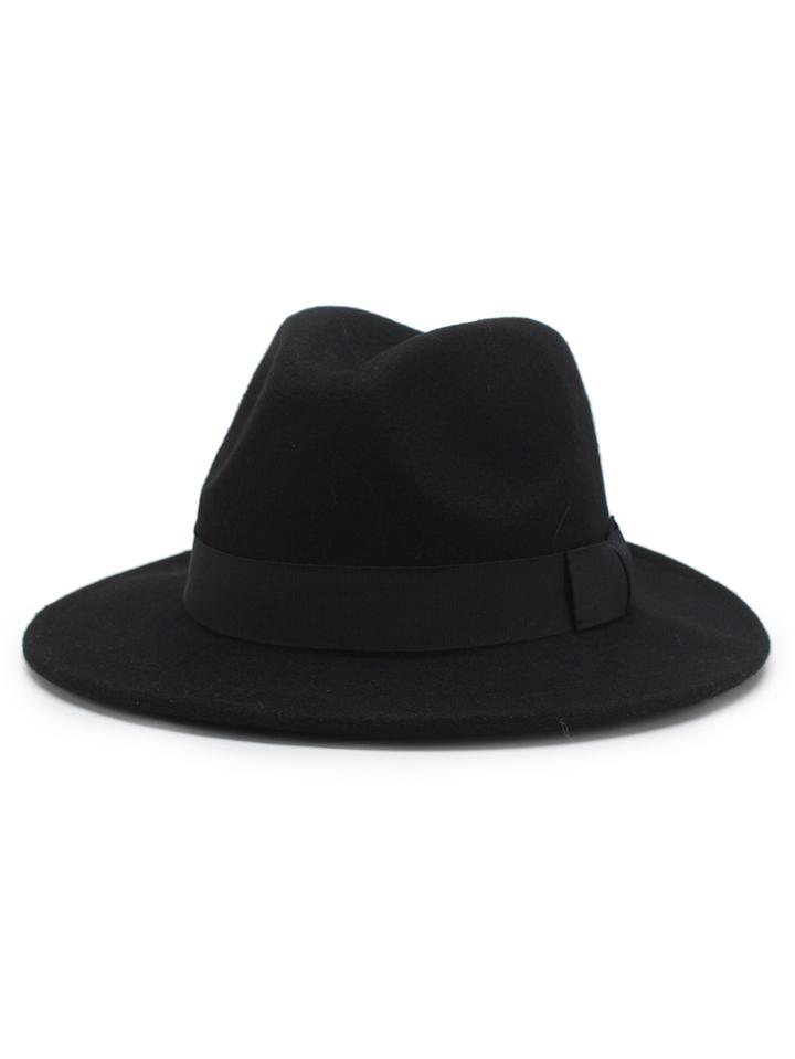 Romwe Bow Detail Wool Blend Panama Hat