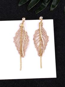 Romwe Lace Leaf Design Drop Earrings