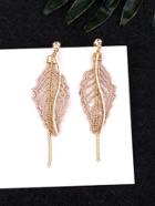 Romwe Lace Leaf Design Drop Earrings