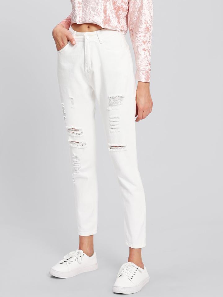 Romwe Ripped Front Jeans